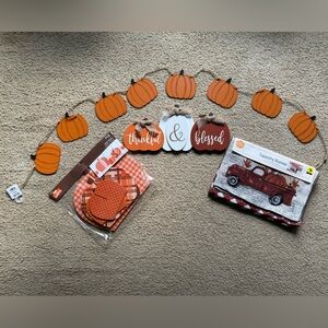 Fall Pumpkin Garland & Farmhouse Thanksgiving Decor Set | NWT